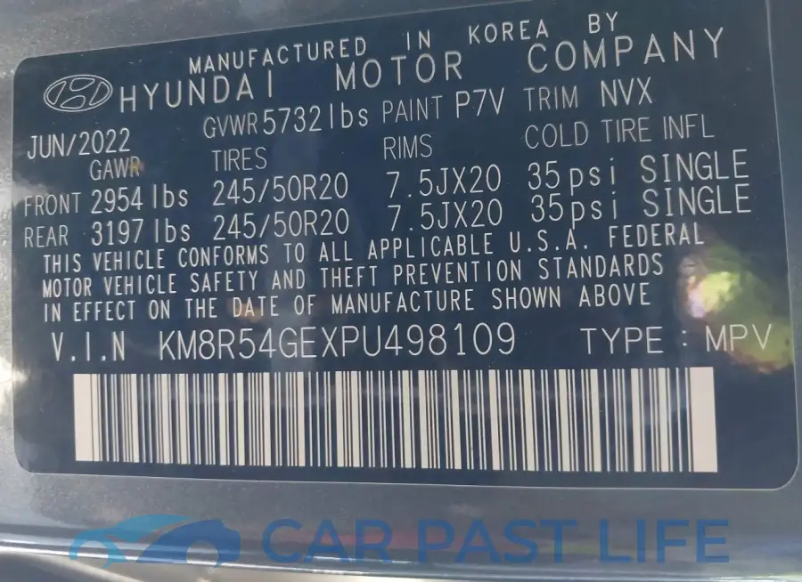 KM8R54GEXPU498109# 9