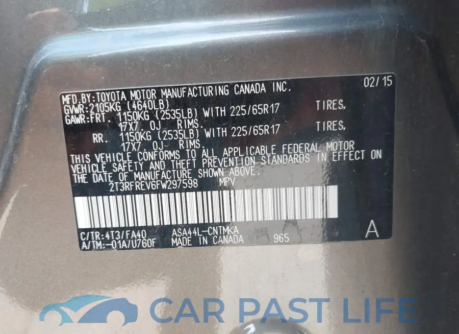 2T3RFREV6FW297598# 9