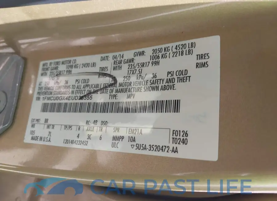 1FMCU0GX4EUD38355# 9