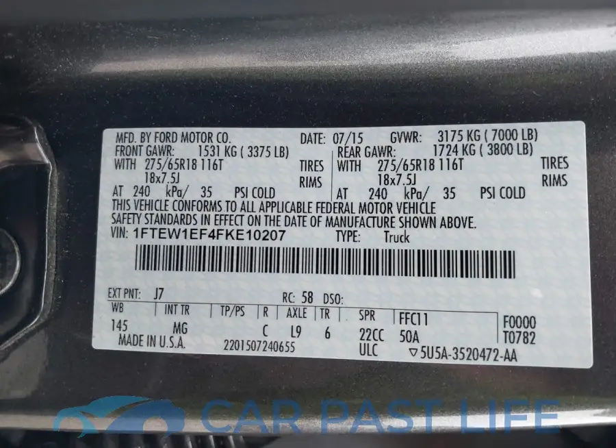 1FTEW1EF4FKE10207# 9