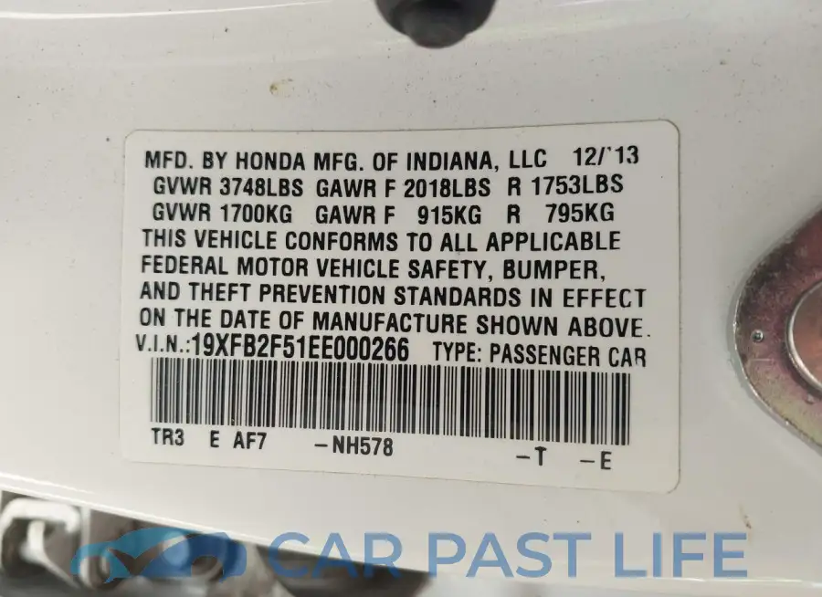 19XFB2F51EE000266# 9