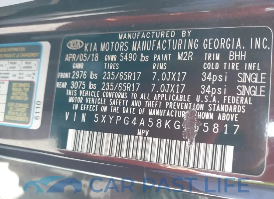 5XYPG4A58KG455817# 9