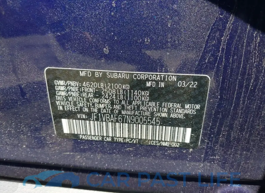 JF1VBAF67N9005545# 9