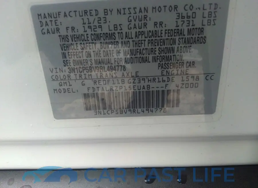 3N1CP5BV9RL494778# 9