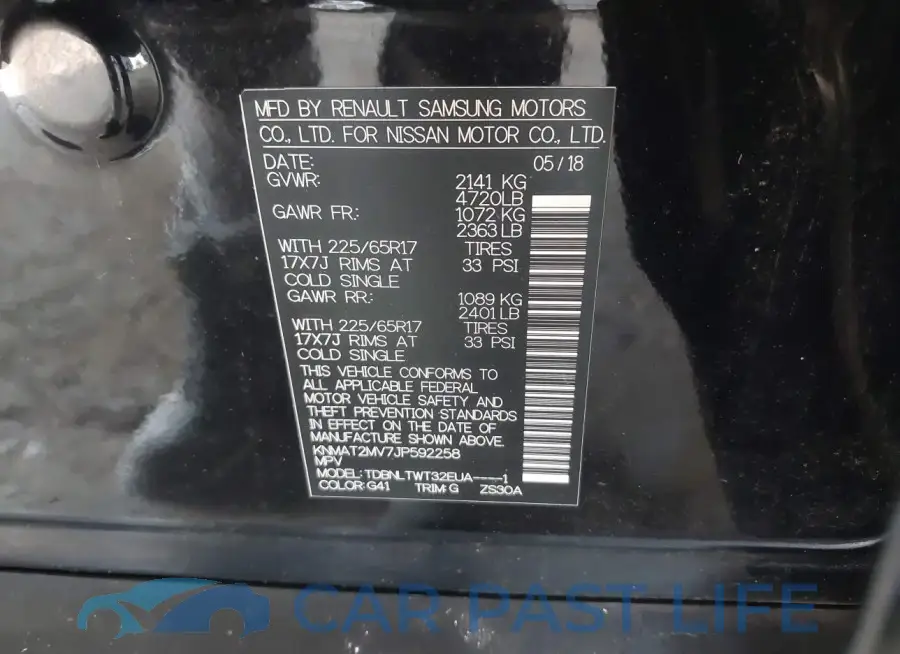KNMAT2MV7JP592258# 9