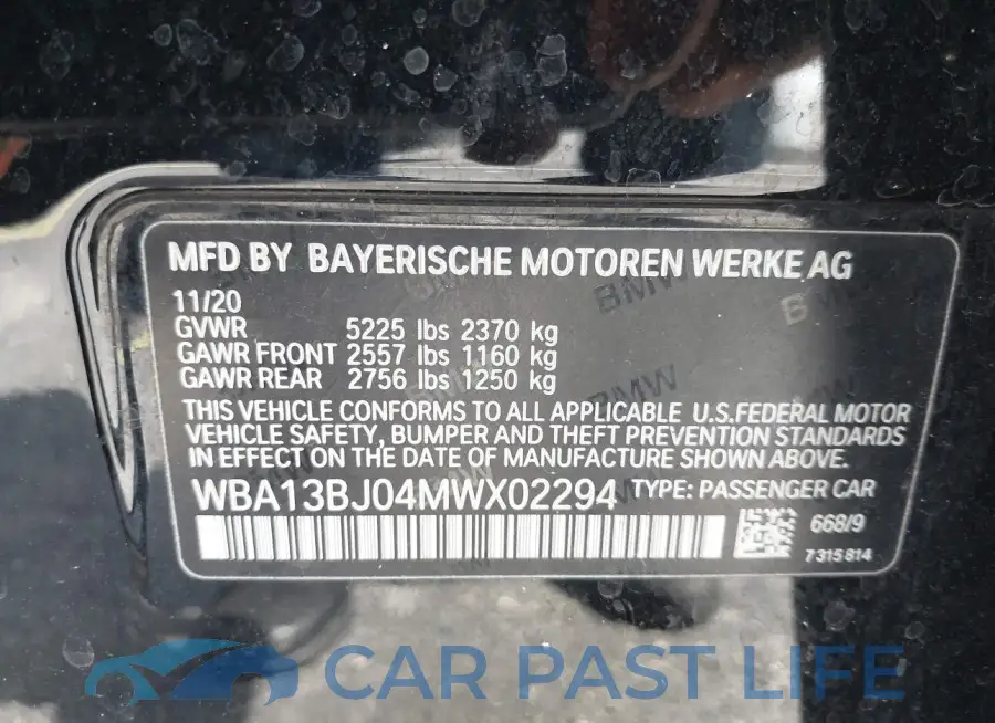 WBA13BJ04MWX02294# 9