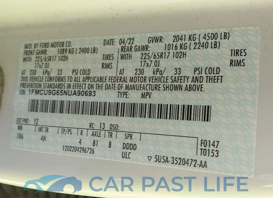 1FMCU9G65NUA90693# 9