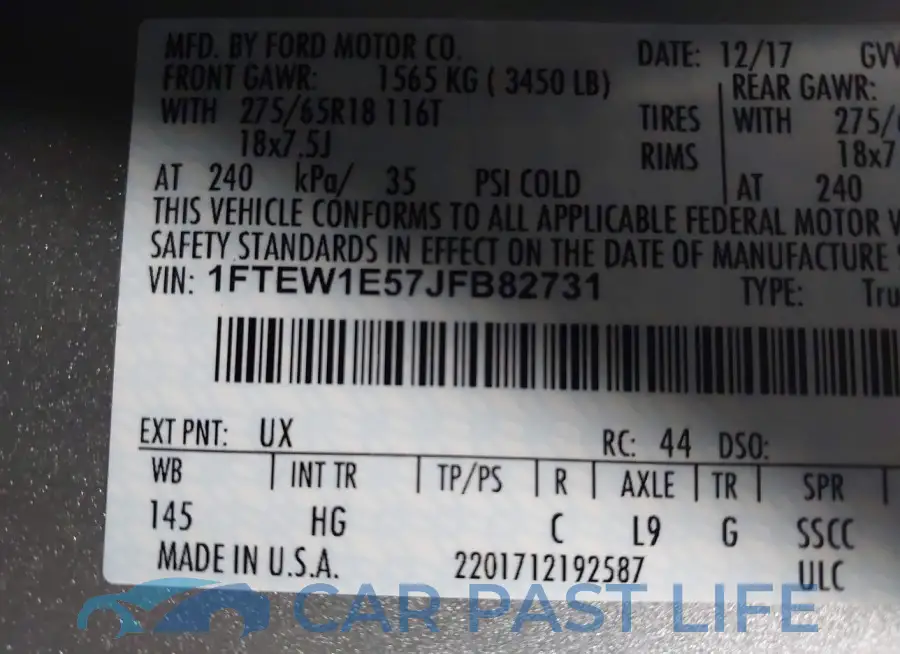1FTEW1E57JFB82731# 9