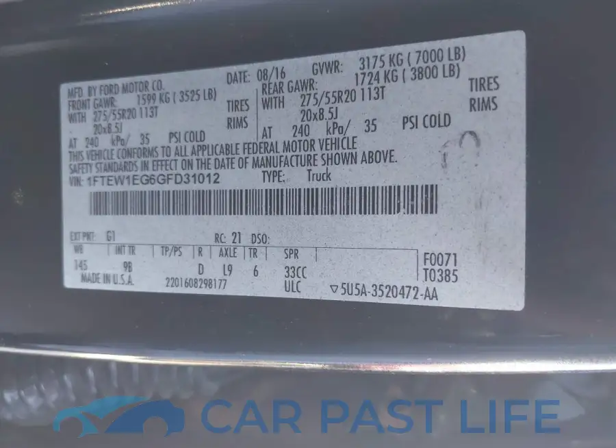 1FTEW1EG6GFD31012# 9