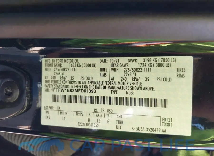 1FTFW1E83MFD01393# 9