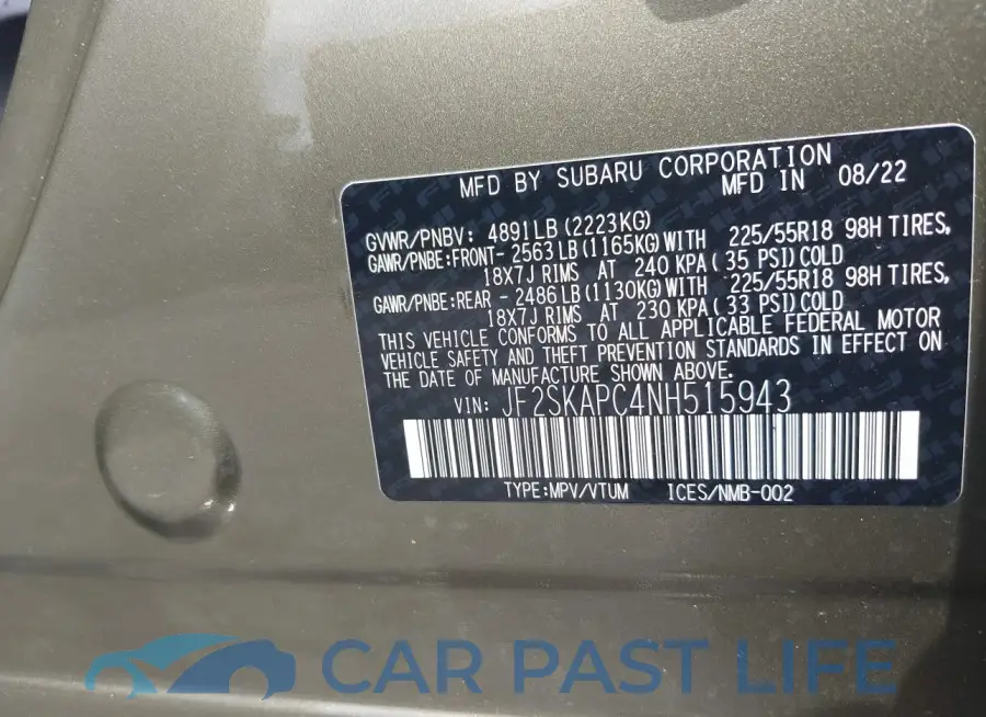 JF2SKAPC4NH515943# 9