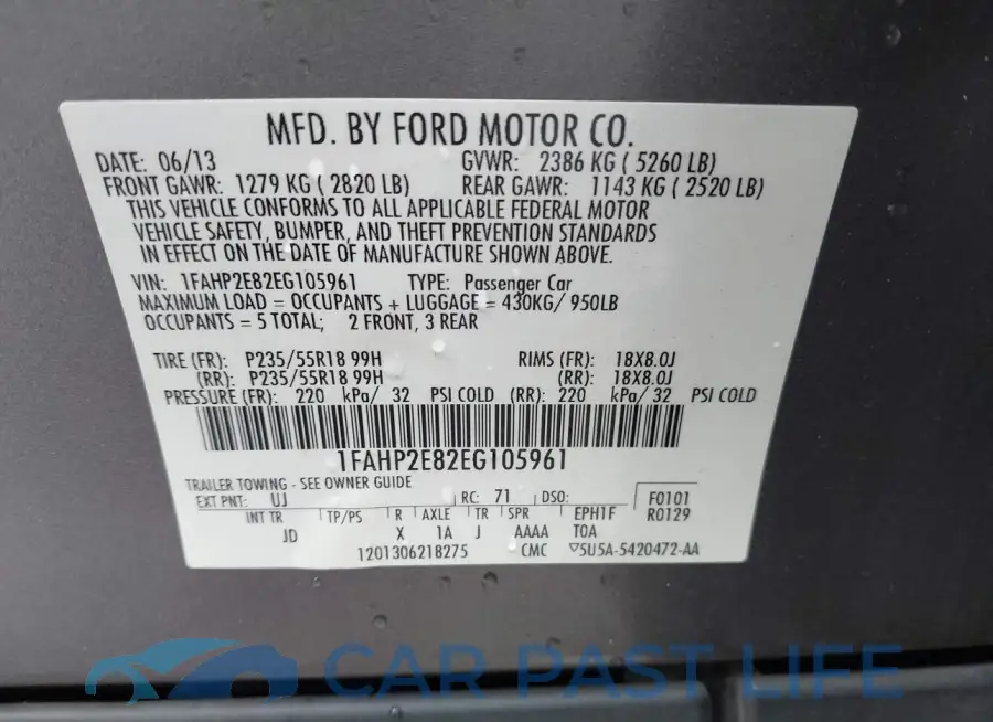 1FAHP2E82EG105961# 9