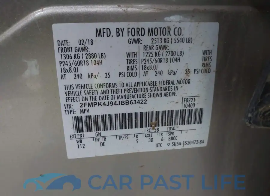 2FMPK4J94JBB63422# 9