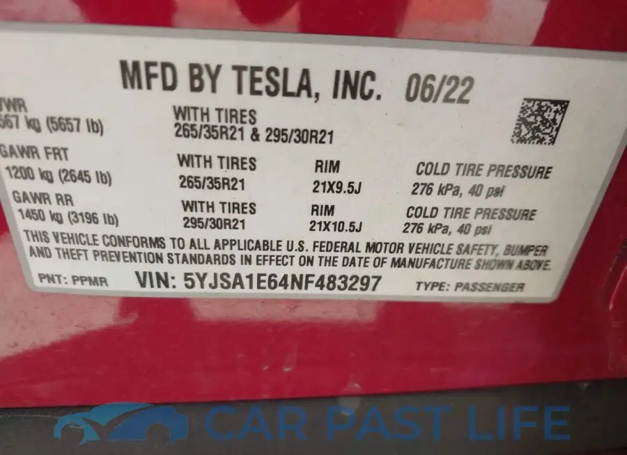 5YJSA1E64NF483297# 9