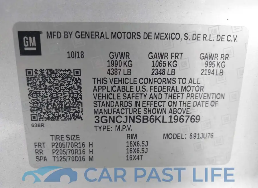 3GNCJNSB6KL196769# 9
