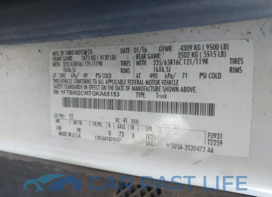 1FTBW2CM7GKA65153# 9