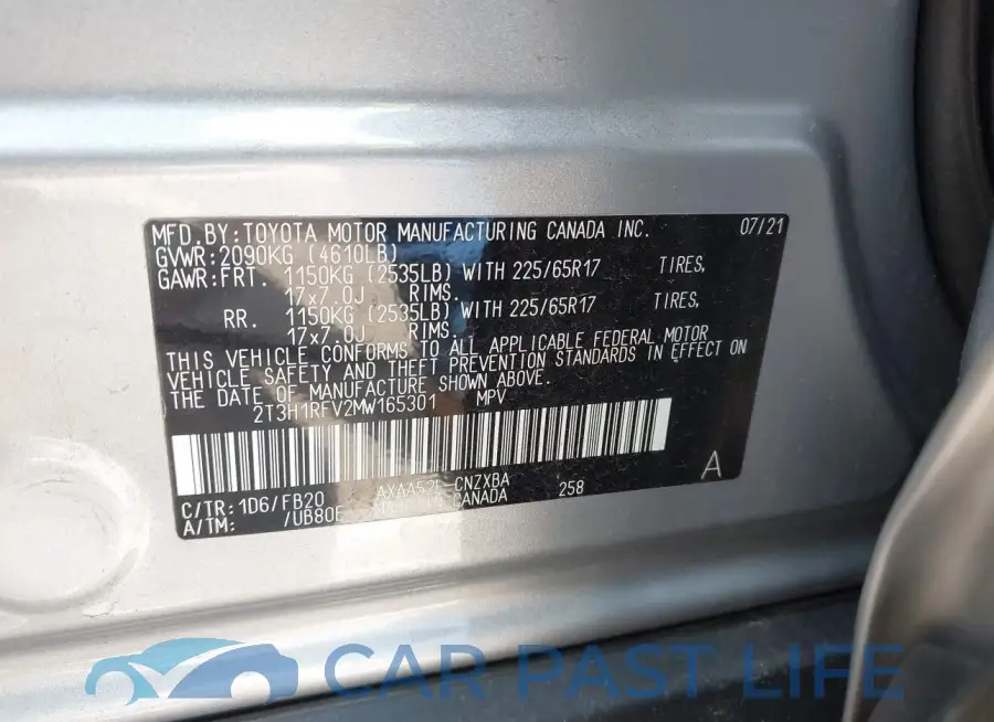 2T3H1RFV2MW165301# 9