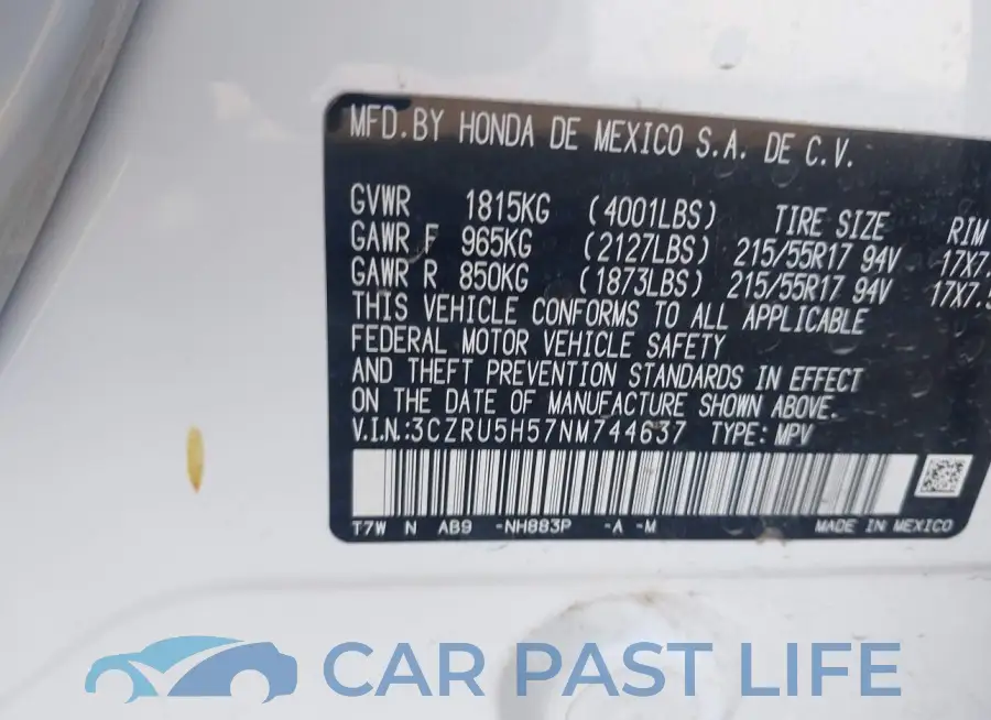 3CZRU5H57NM744637# 9