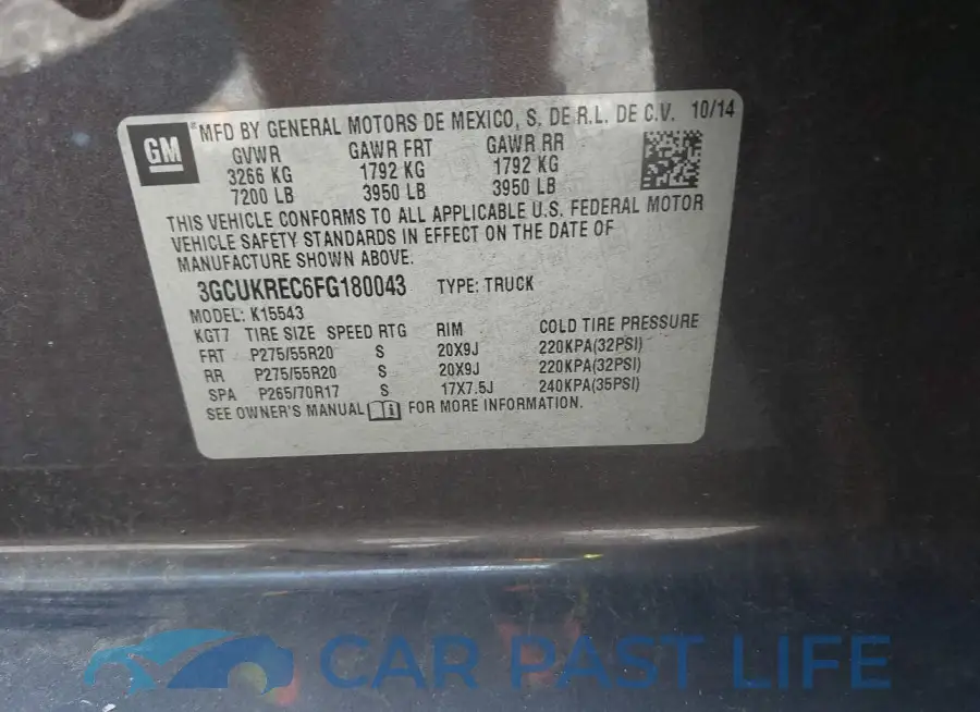 3GCUKREC6FG180043# 9