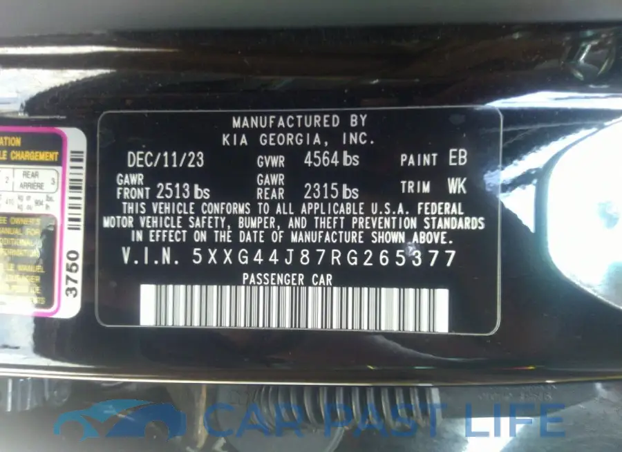 5XXG44J87RG265377# 9