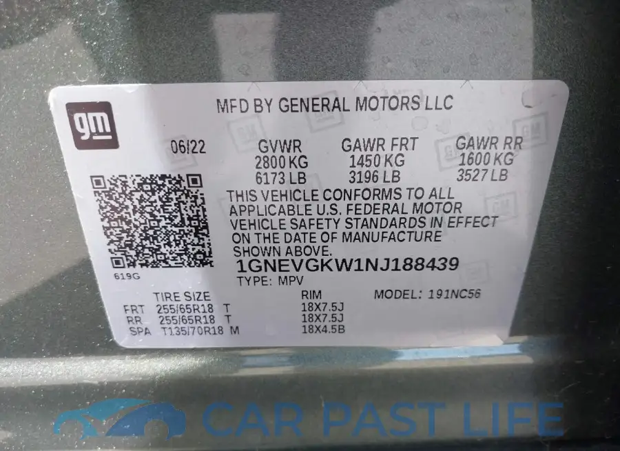 1GNEVGKW1NJ188439# 9
