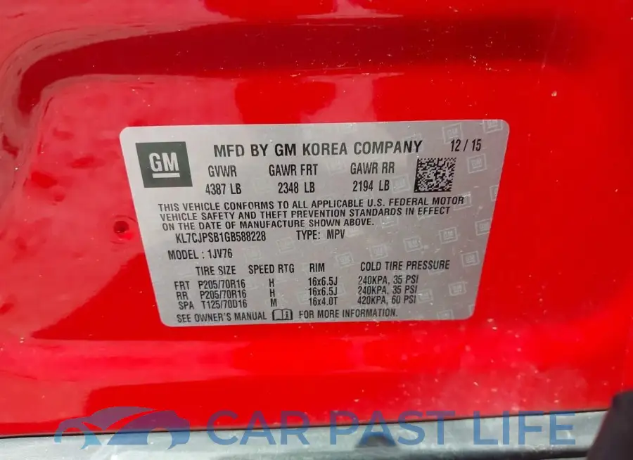 KL7CJPSB1GB588228# 9