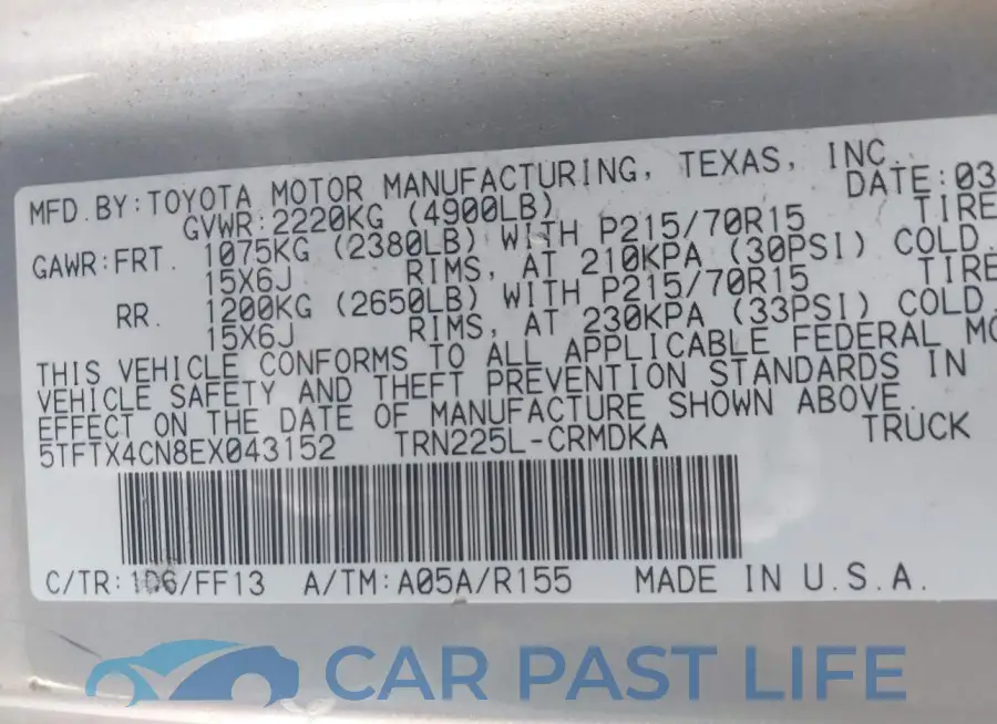5TFTX4CN8EX043152# 9