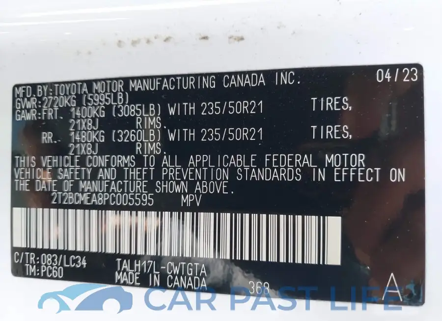 2T2BCMEA8PC005595# 9