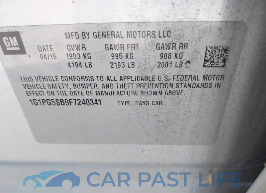 1G1PG5SB9F7240341# 9