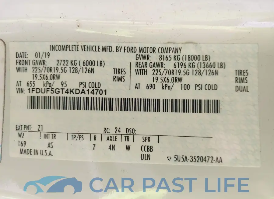 1FDUF5GT4KDA14701# 8