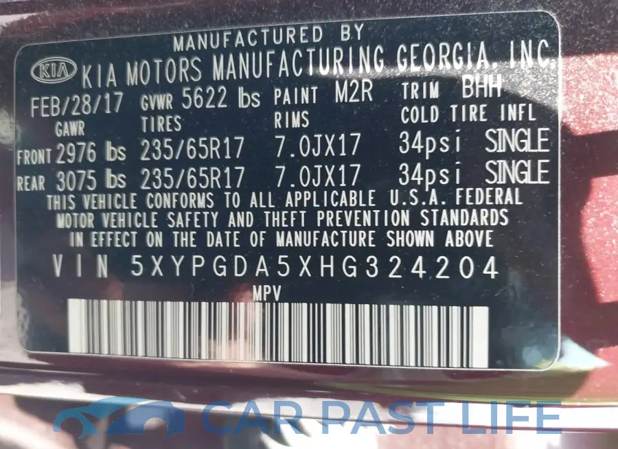 5XYPGDA5XHG324204# 9