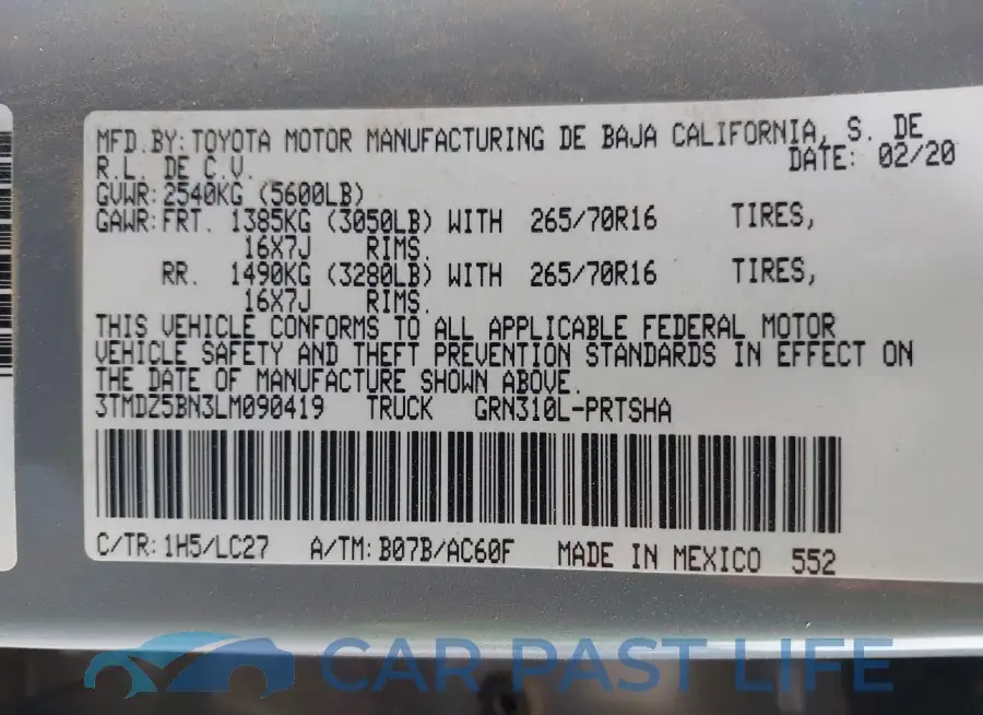 3TMDZ5BN3LM090419# 9