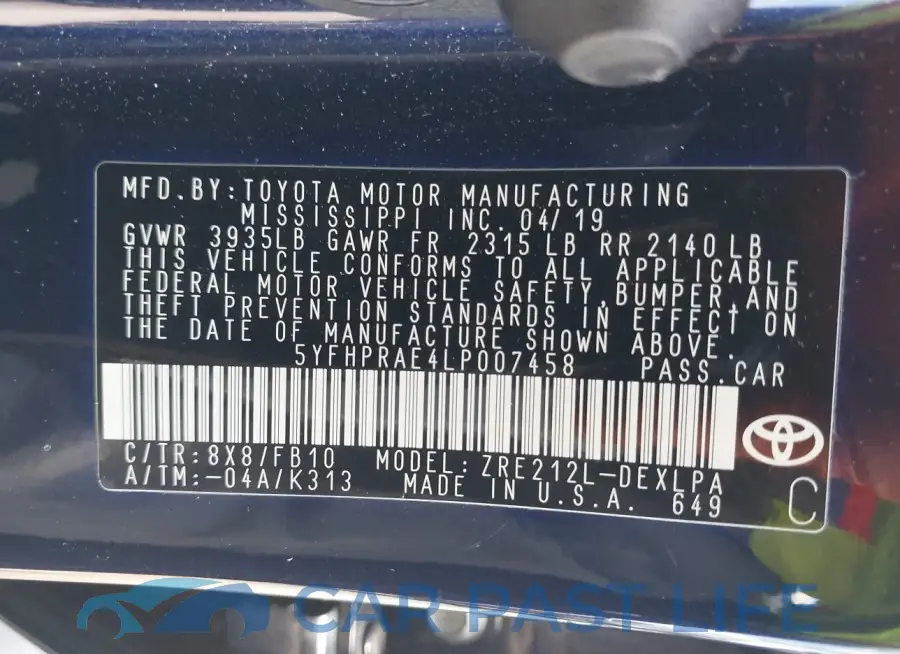 5YFHPRAE4LP007458# 9