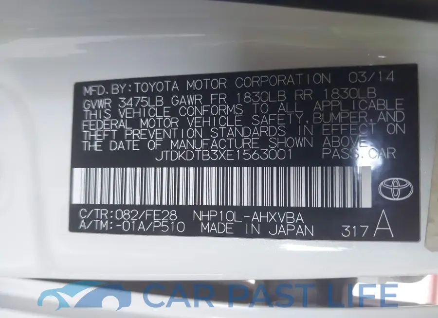 JTDKDTB3XE1563001# 9