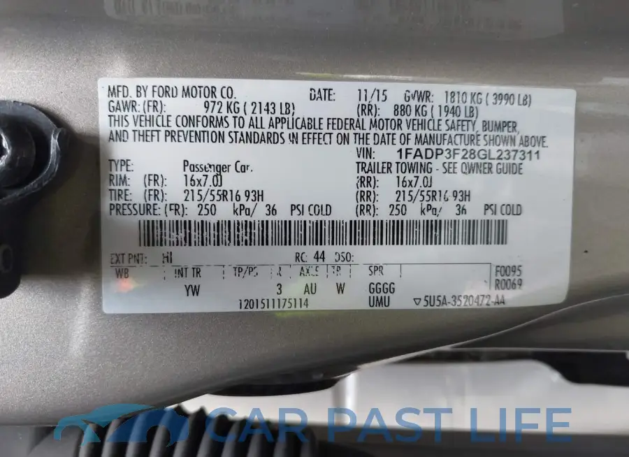 1FADP3F28GL237311# 9