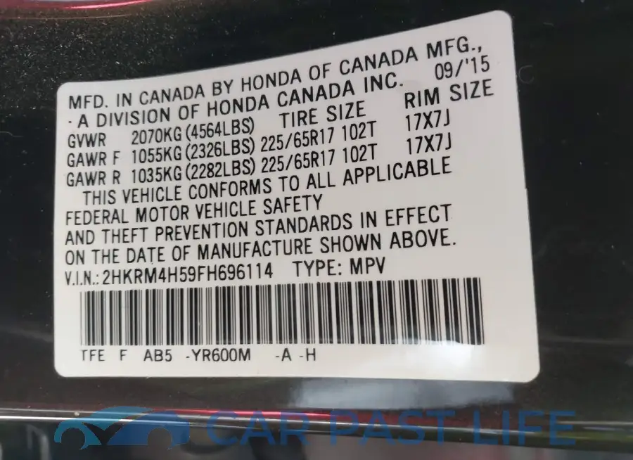 2HKRM4H59FH696114# 9
