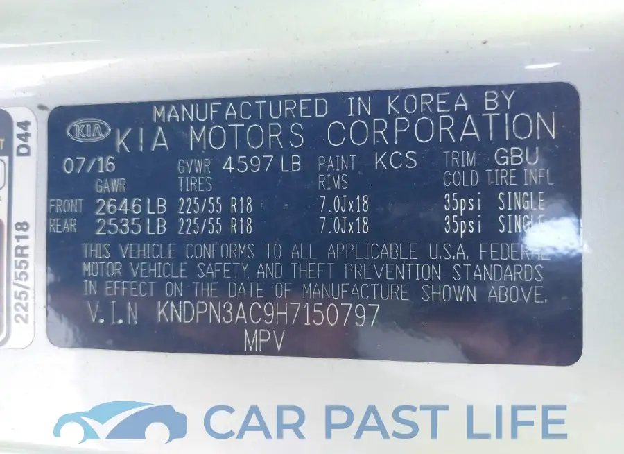 KNDPN3AC9H7150797# 9