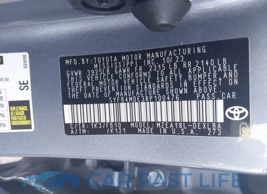 5YFB4MDE3RP100476# 9