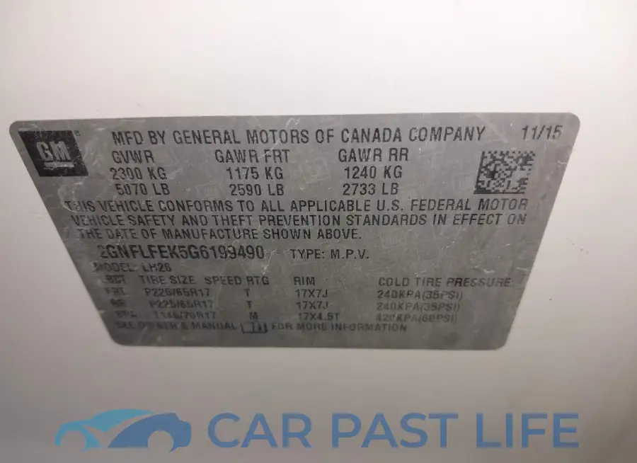 2GNFLFEK5G6199490# 9