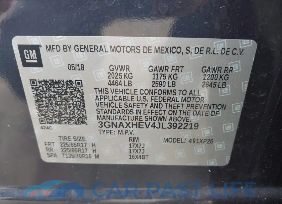 3GNAXHEV4JL392219# 9