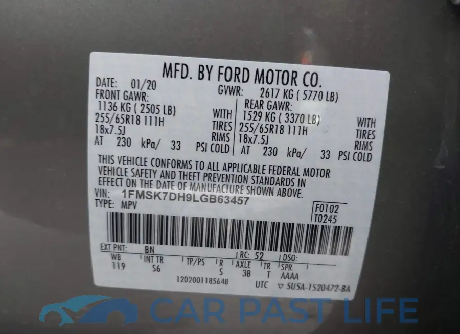 1FMSK7DH9LGB63457# 9