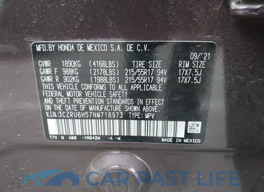 3CZRU6H57NM716973# 9