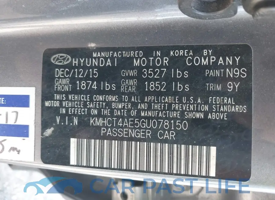 KMHCT4AE5GU078150# 9