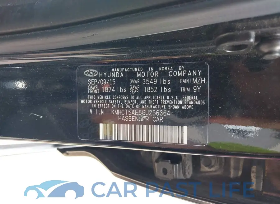 KMHCT5AE8GU256364# 9