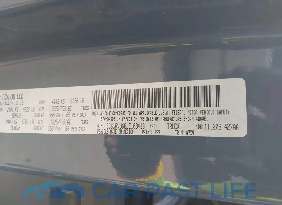 3C6URVJG6LE108416# 9