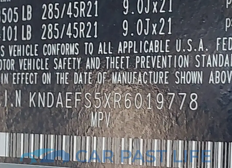 KNDAEFS5XR6019778# 9