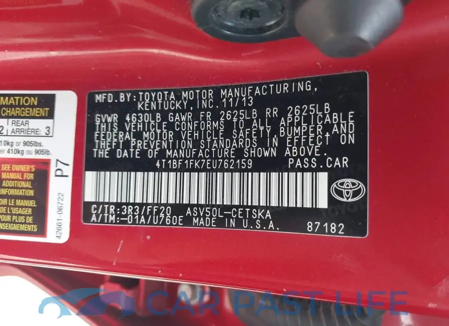 4T1BF1FK7EU762159# 9