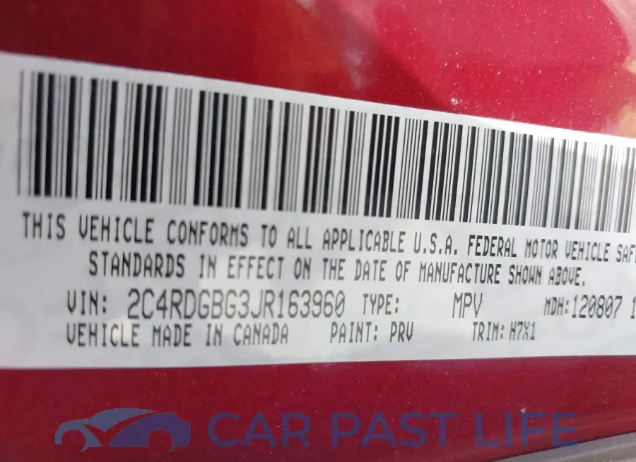 2C4RDGBG3JR163960# 9