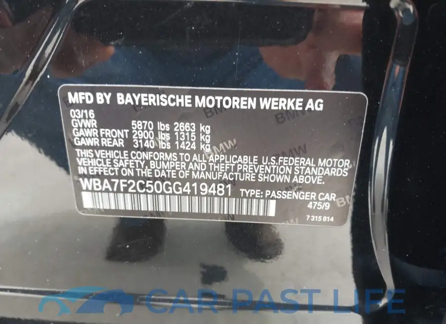 WBA7F2C50GG419481# 9