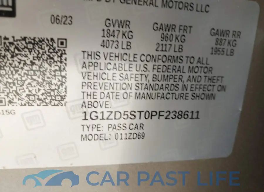 1G1ZD5ST0PF238611# 9